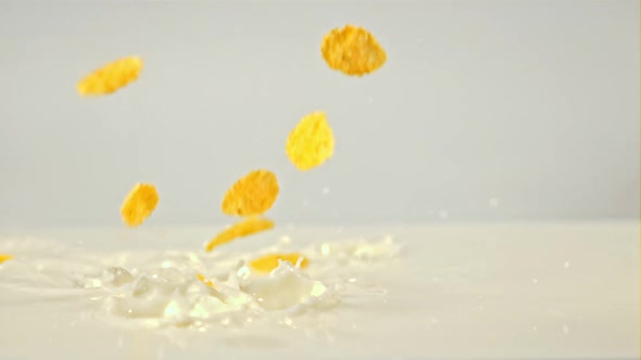 Super Slow Motion in the Milk Drop Cornflakes