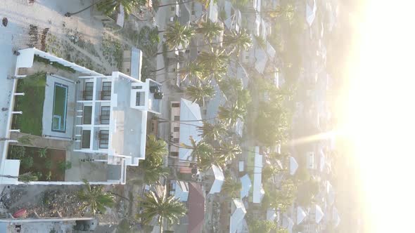 Tanzania  Aerial View of Houses Near the Coast of Zanzibar Vertical Video