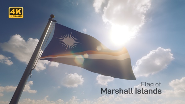 Marshall Islands Flag on a Flagpole V2 - 4K