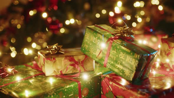 Gift boxes under the Christmas tree