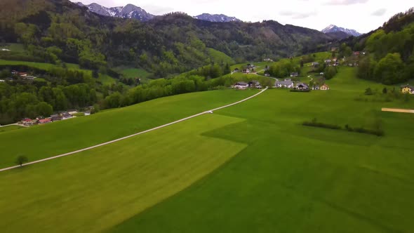 Beautiful view on the Mountains and a Village Drone Video