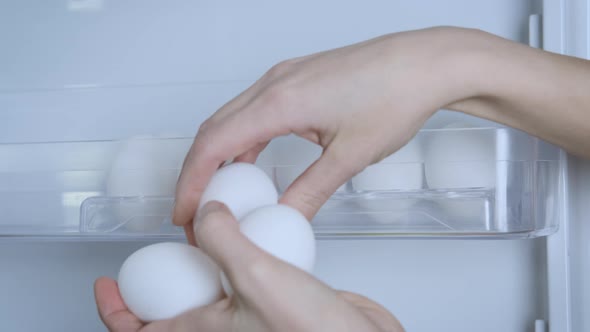 Fresh eggs in the fridge.