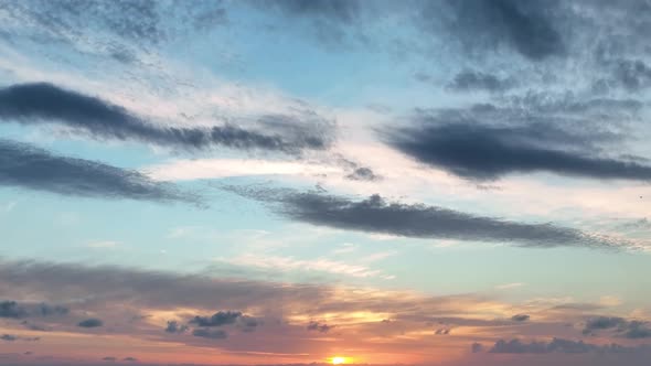 Cloudy Sunset at Sea Aerial View