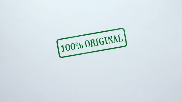 100 Percent Original Seal Stamped on Blank Paper Background Food Quality Control