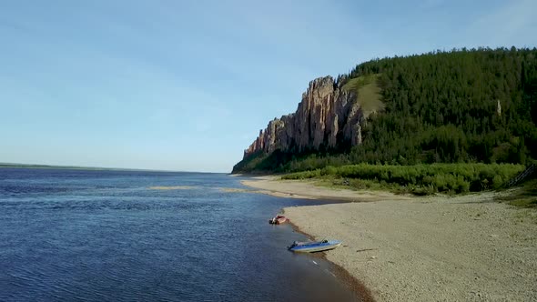 Lena Pillars. Natural Rock Formation Along the Banks of the Lena River in Far Eastern Siberia 