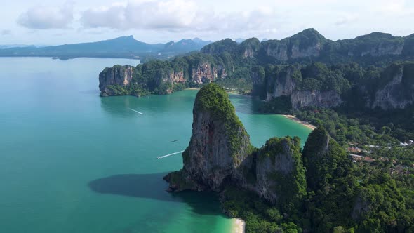 Railay Beach Krabi Thailand Tropical Beach of Railay Krabi Drone Aerial View of Panoramic View of