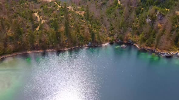 Beautiful small Lake in the Mountains Drone Video