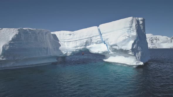 Antarctica Iceberg Aerial Drone Flight.