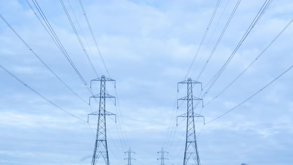 Timelapse of electricity pylons 
