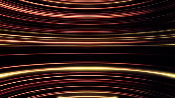 Orange and golden parallel round lines moving endlessly