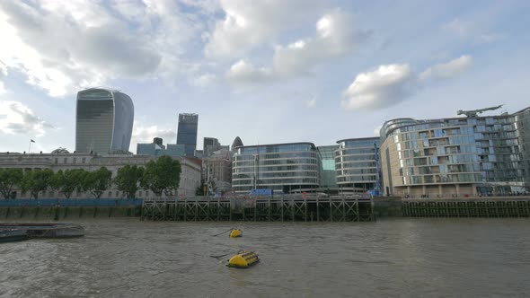 Modern buildings on the riverside in London