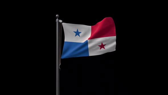 Panama Flag On Flagpole With Alpha Channel