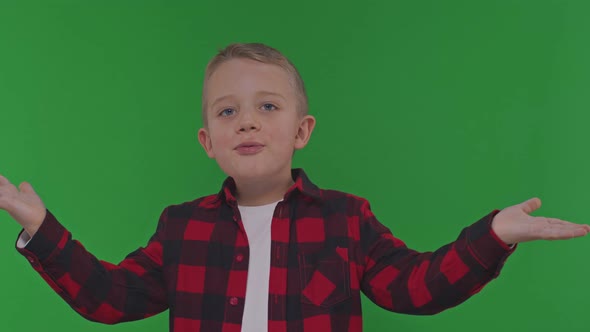 Portrait of Adorable Preschool Boy Blowing a Kiss to the Camera