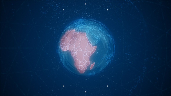 Red Africa Continent on the Rotating Blue Earth 4K alt