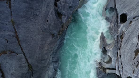 Aerial view on the  mountain river Glomaga, Marmorslottet, Mo i Rana,Norway