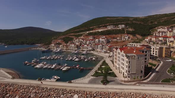 Drone View of Marina Village Buildings in Lustica Bay