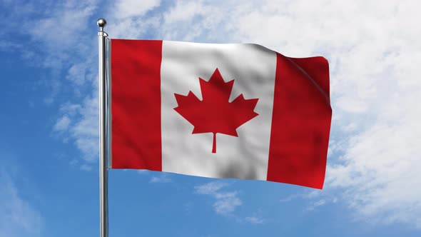 Flag Of Canada With Sky Background