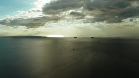 Sunset Over the Sea in Manila Bay