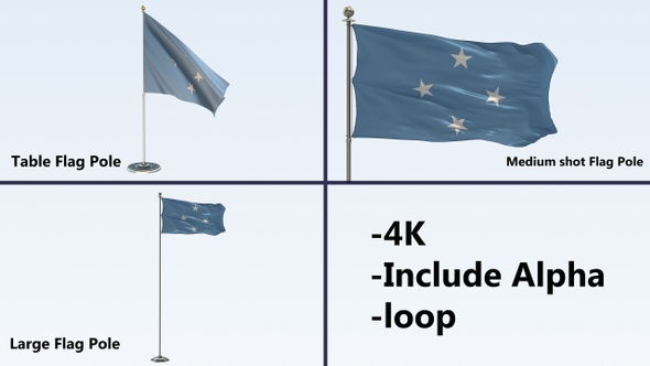 Micronesia Federated States Flag Pole Pack 4k-Loop