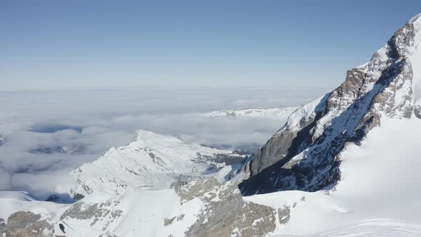 Aerial view of mountain peak in wintertime, Lucerne, Switzerland.