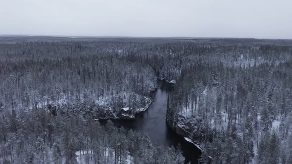 drone footage of snowy landscape in finland