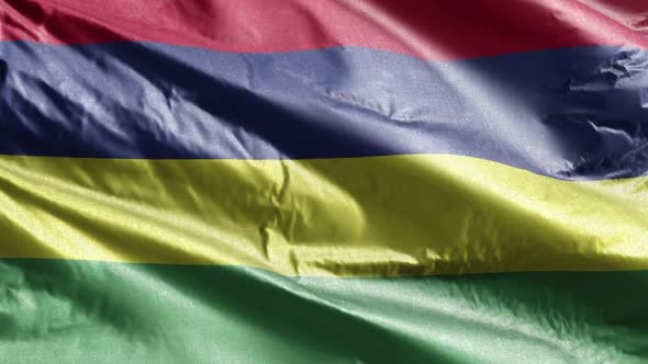 Mauritius textile flag waving on the wind. 10 seconds loop.