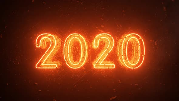 2020 Fire Orange Neon Sign Background