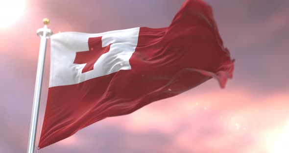 Flag of Tonga at Sunset