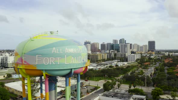 Aerial Reveal Downtown Fort Lauderdale Fl Behind Water Tower