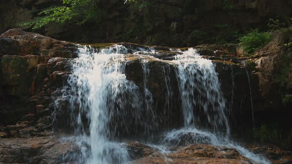 A close up shot of St. Mary's Falls, located in the St. Mary's Wilderness within the George Washingt