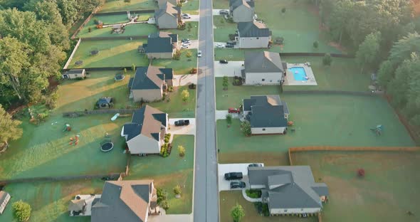 Aerial View of a Small Town in Countryside Scenic Seasonal Landscape From Above in Boiling Spring