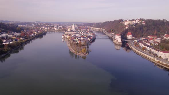 The River City of Passau in the Early Morning