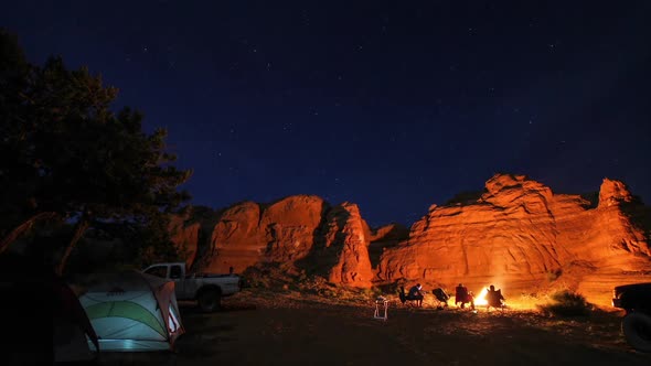 Time Lapse at Night of Camp Site.