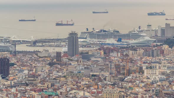 Panorama of Barcelona Timelapse Spain Viewed From the Bunkers of Carmel