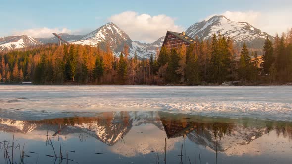 Lake Strbske Pleso in Spring Time