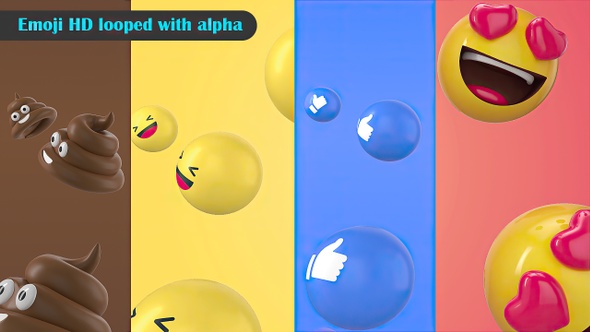 12 Emoji Overlays looped with Alpha