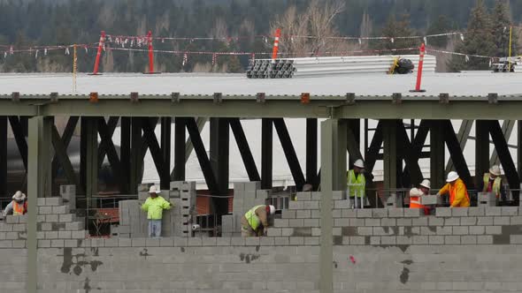 Construction Workers Zoom In Timelapse