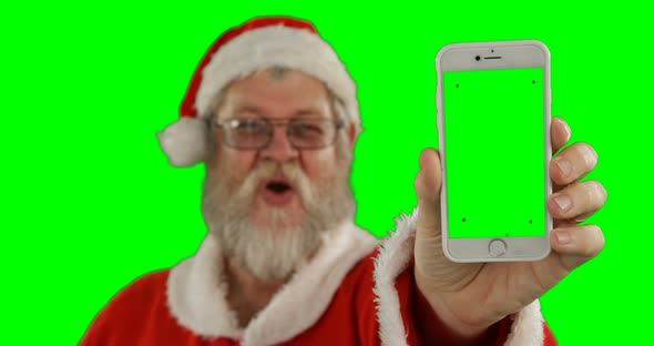 Santa claus showing mobile phone