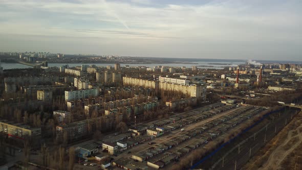 Aerial View of City in Late Autumn