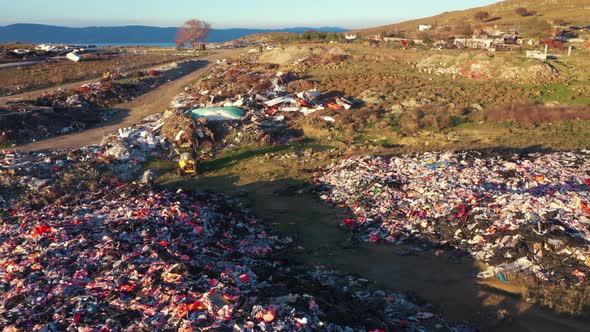 Aerial refugee lifejackets dumped on Lesvos Island