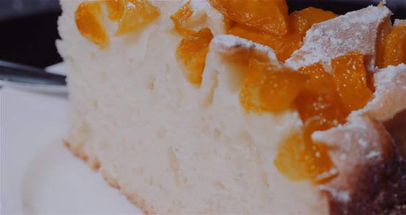 Traditional Fruit Cake on Plate Rotating