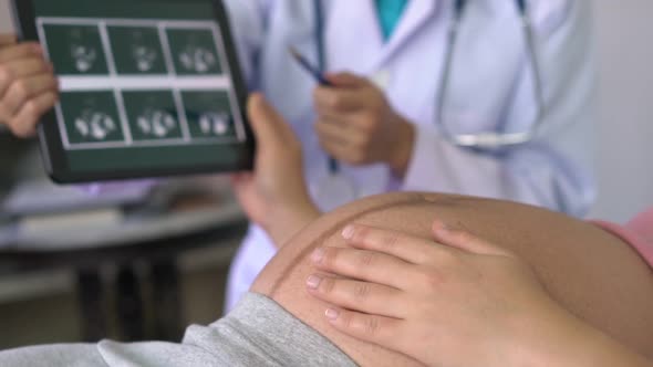 Pregnant Woman and Gynecologist Doctor at Hospital