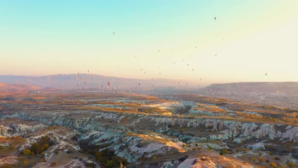 Beautiful Landscape View of Cappadocia at Sunset.