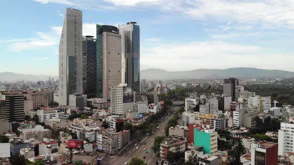 Back Facade of the Tallest Buildings in Mexico City, Aerial View