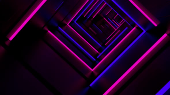 Running In Neon Light Tunnel HD