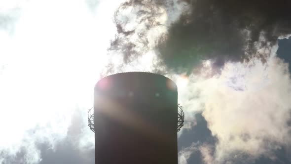 Smokestack With Thick Smoke And Steam