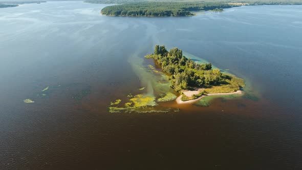 Aerial View.Landscape of the Field, Lake.