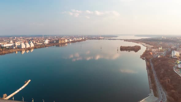 Time Lapse  Aerial View Over the City