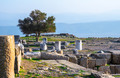 Ruins of columns in ancient city of Pergamon in sunny day. Bergama, Turkey. - PhotoDune Item for Sale