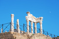 Ruins of the Temple of Trajan on a background of blue sky. Bergama, Turkey. - PhotoDune Item for Sale